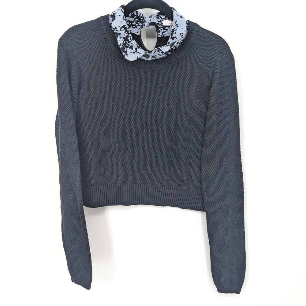 Seraphine Sweater Womens 6 Black‎ Floral Peter Pan Collar Knit Preppy Pullover